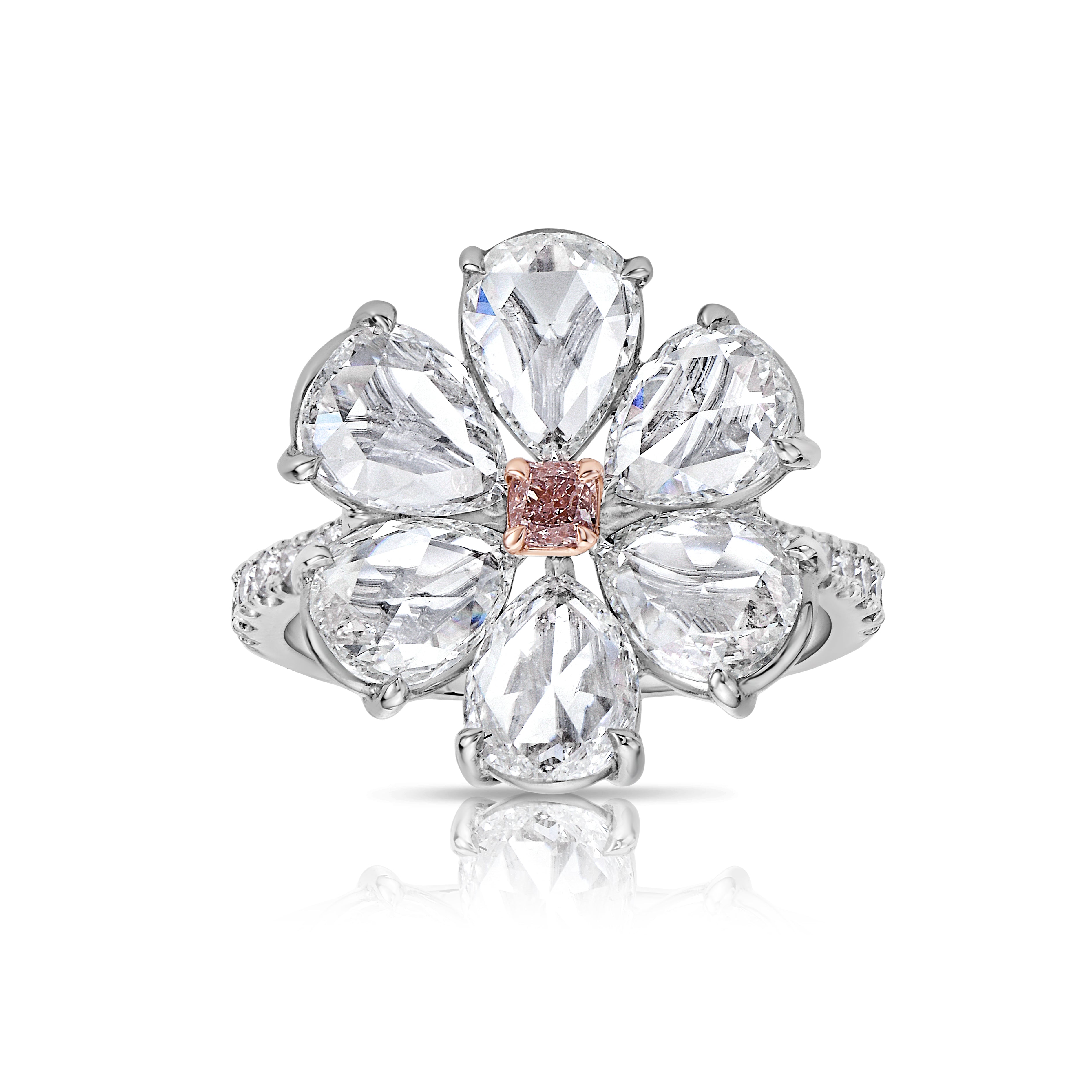 Antique Floret 3-Stone Ring (LC7955) - .64tcw Rustic Diamonds - megan thorne